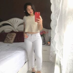 White fancy crop top